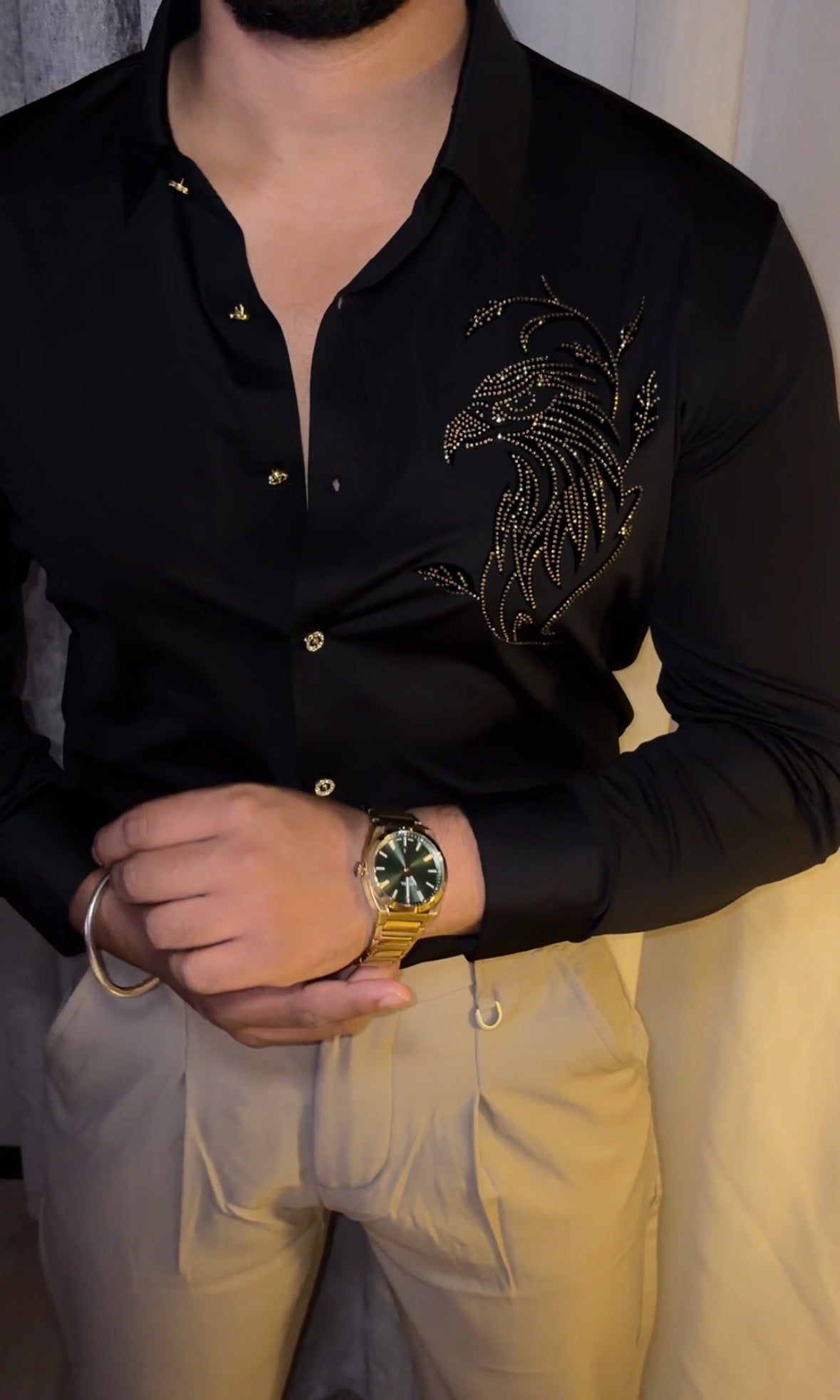 Eagle Luxe Stitchless Jacquard Shirt - BLACK - Under Attack