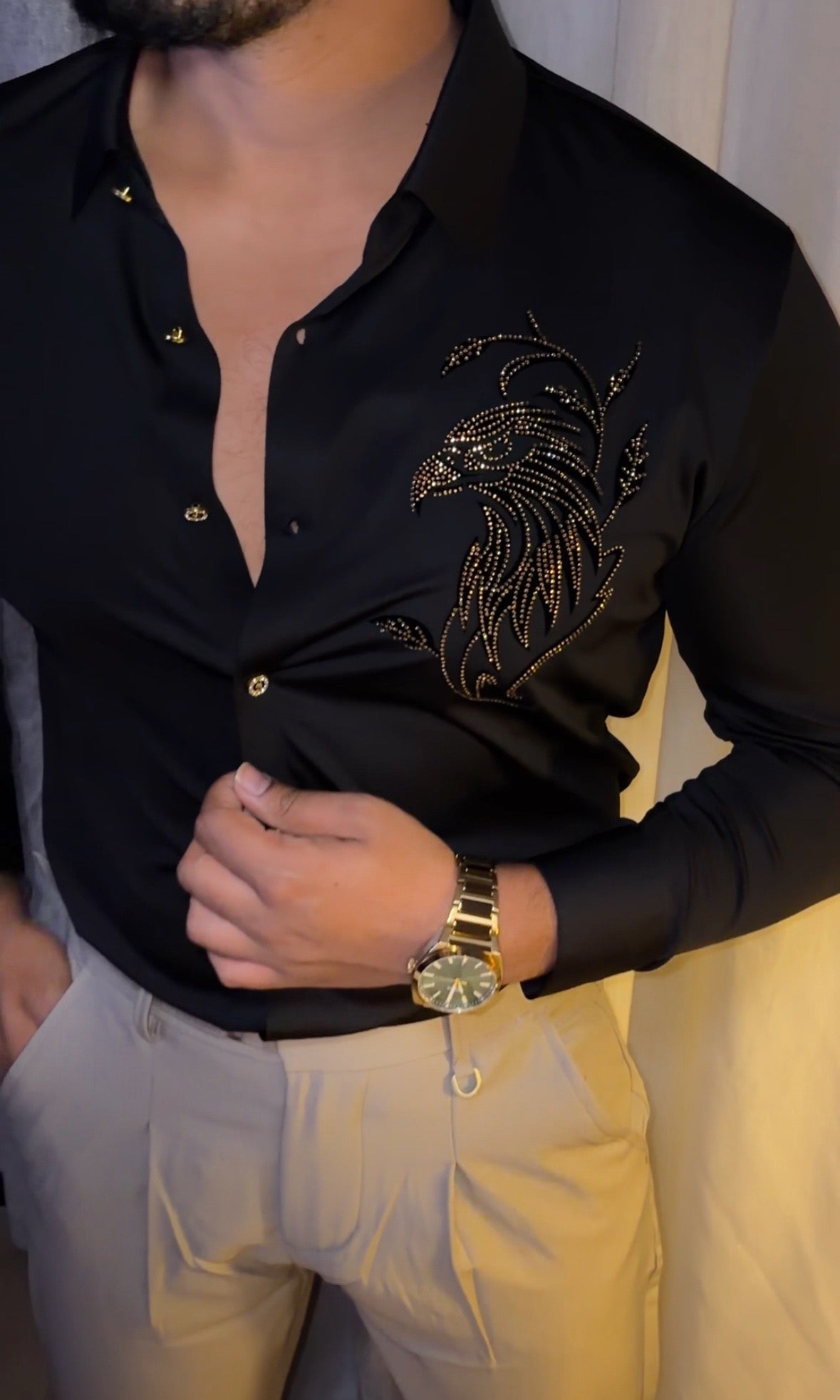 Eagle Luxe Stitchless Jacquard Shirt - BLACK - Under Attack