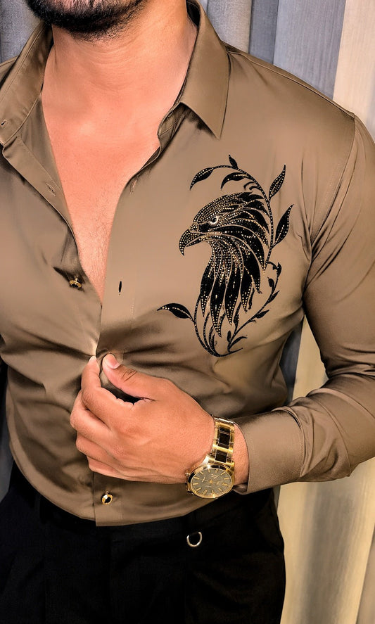 Eagle Luxe Stitchless Jacquard Shirt - CAMEL - Under Attack