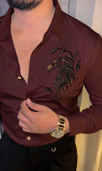 Eagle Luxe Stitchless Jacquard Shirt - WINE