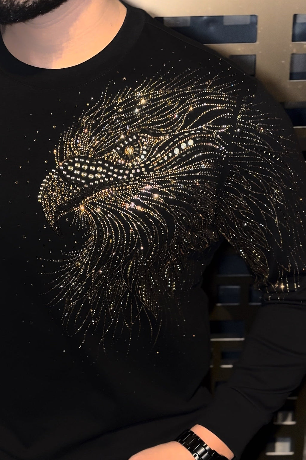 Eagle Swarovski Sweatshirt - Black - Under Attack
