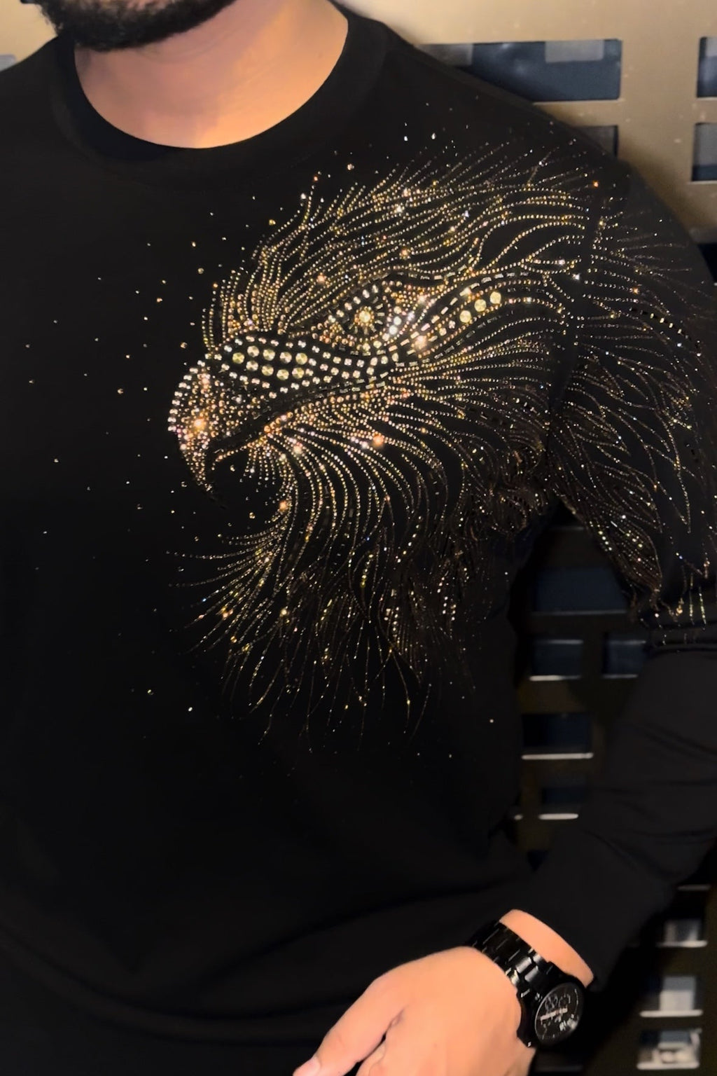 Eagle Swarovski Sweatshirt - Black - Under Attack