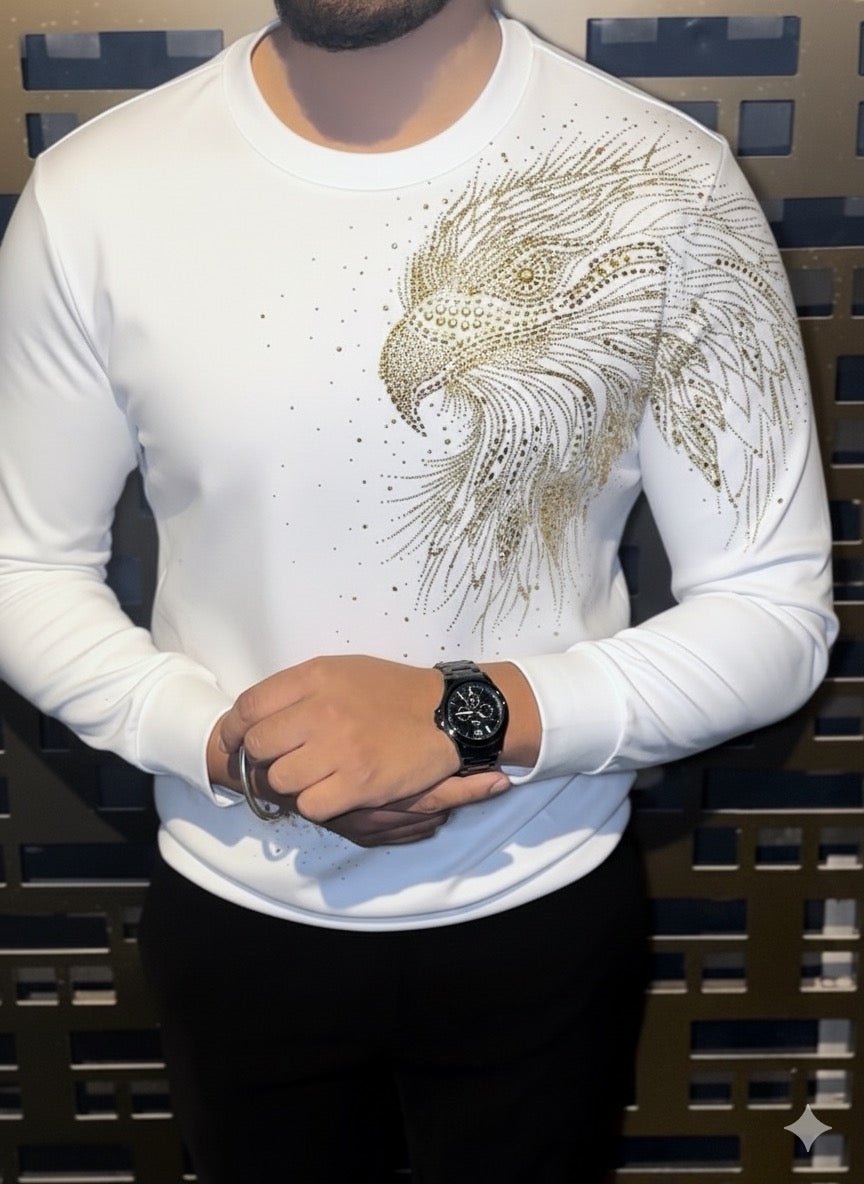 Eagle Swarovski Sweatshirt - White - Under Attack