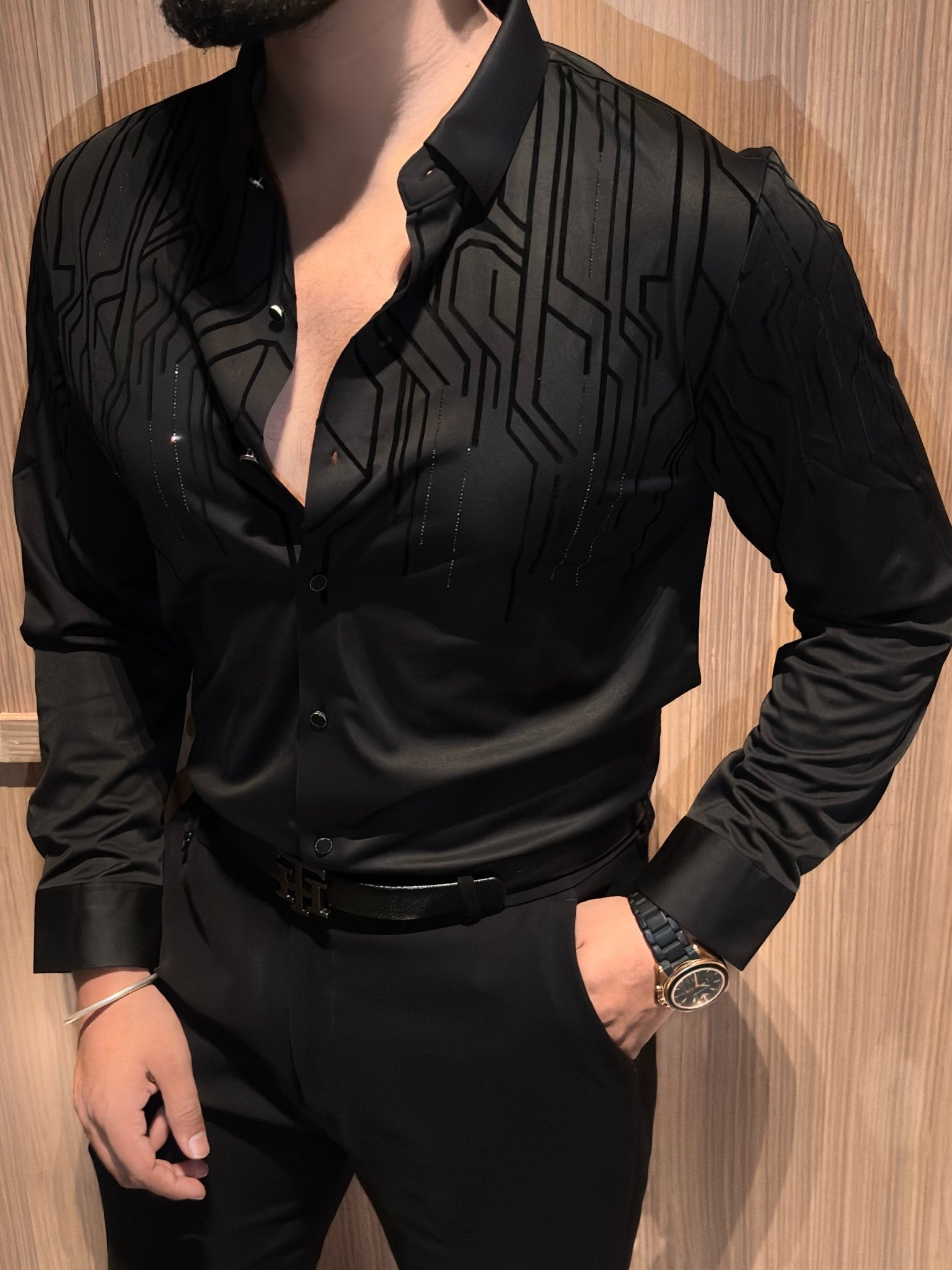 Electrify Jacquard Shirt - BLACK - Under Attack