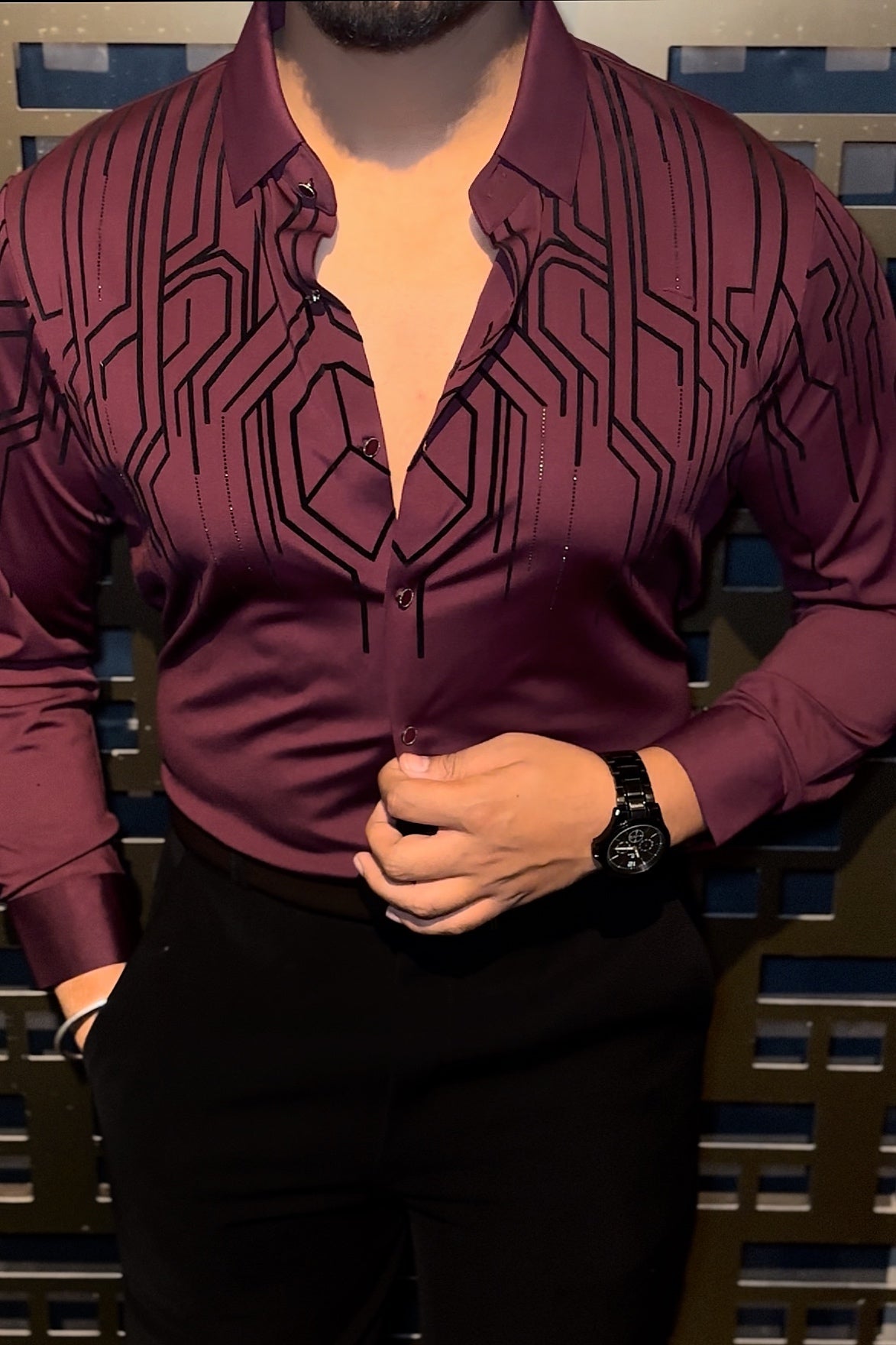 Electrify Jacquard Shirt - WINE - Under Attack