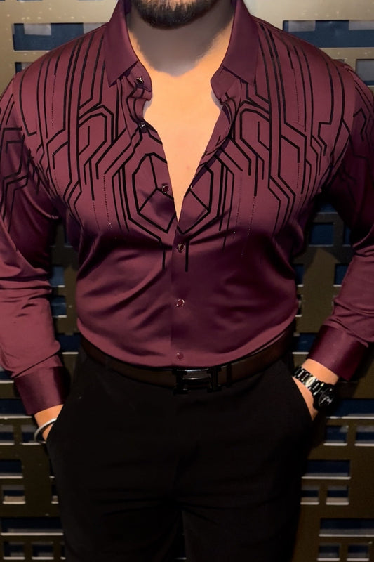 Electrify Jacquard Shirt - WINE - Under Attack