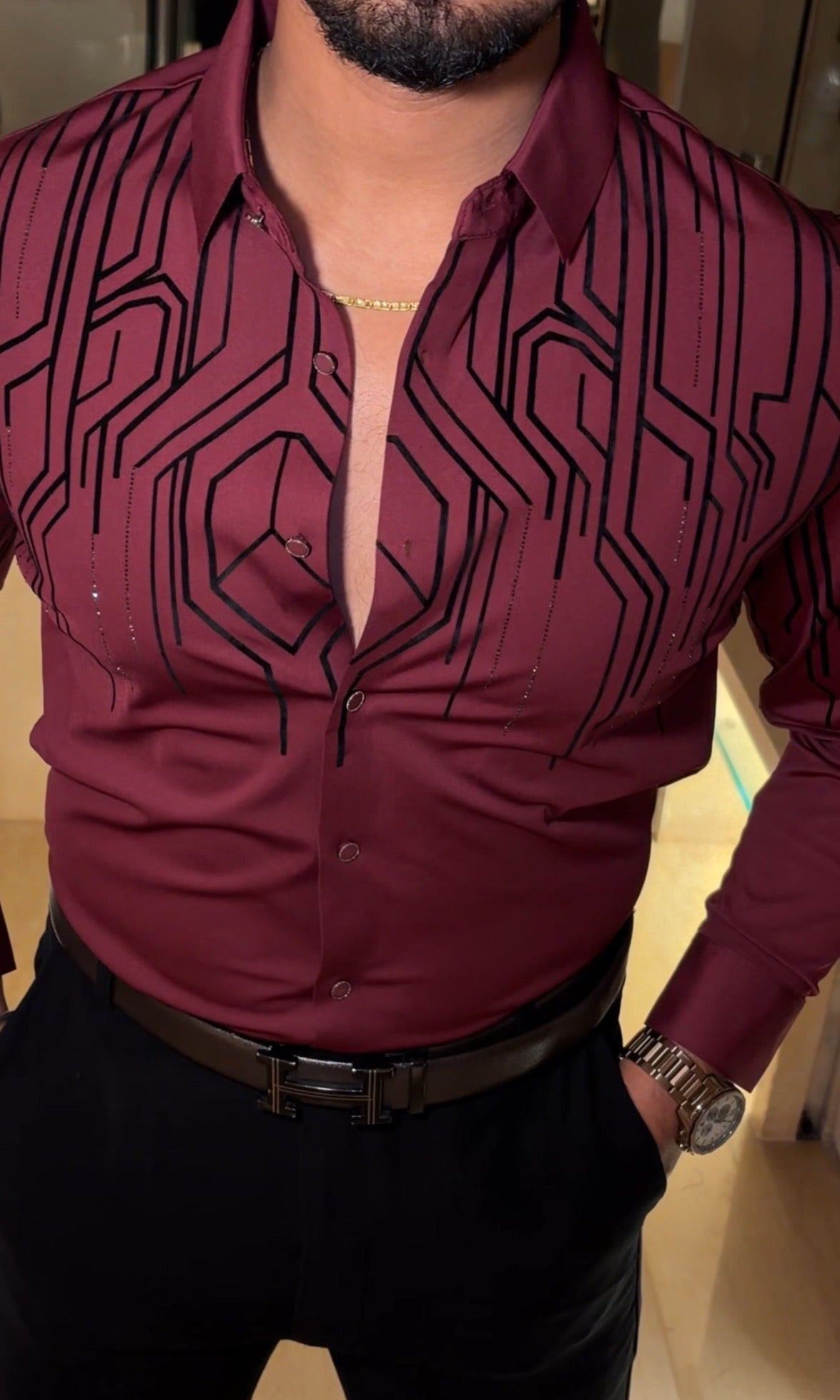 Electrify Jacquard Shirt - WINE - Under Attack