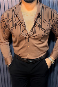 Electrify Signature Jacquard Shirt - CAMEL