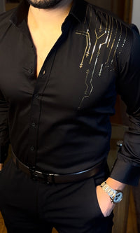 Electrify Luxe Stitchless Wrinkle Free Lycra Shirt - Black