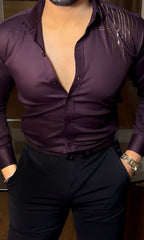 Electrify Wrinkle Free Lycra Shirt - Wine - Under Attack