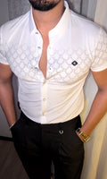 Encore Jacquard Half Sleeves Shirt - WHITE - Under Attack