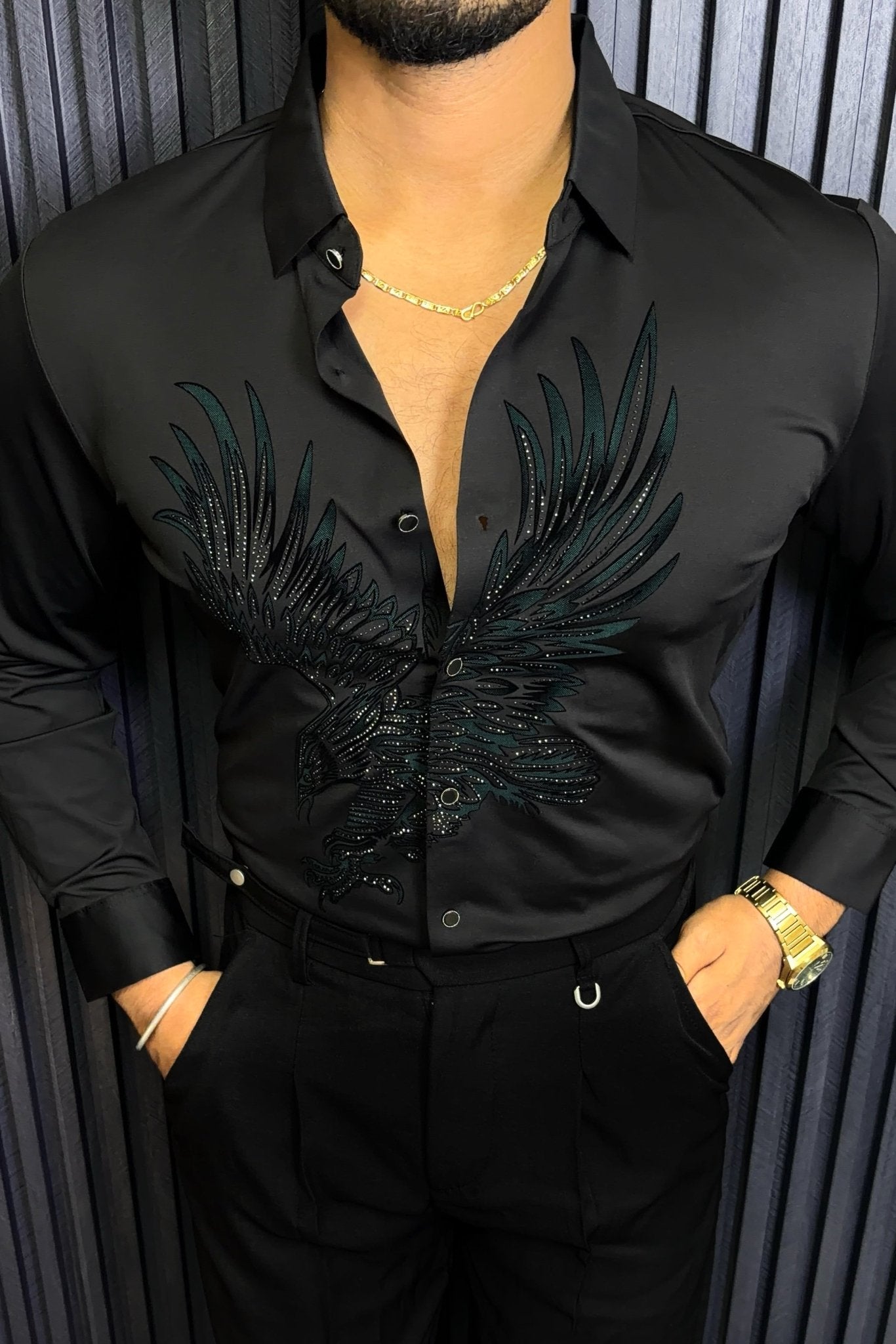 Falcon Legacy Jacquard Shirt - BLACK - Under Attack