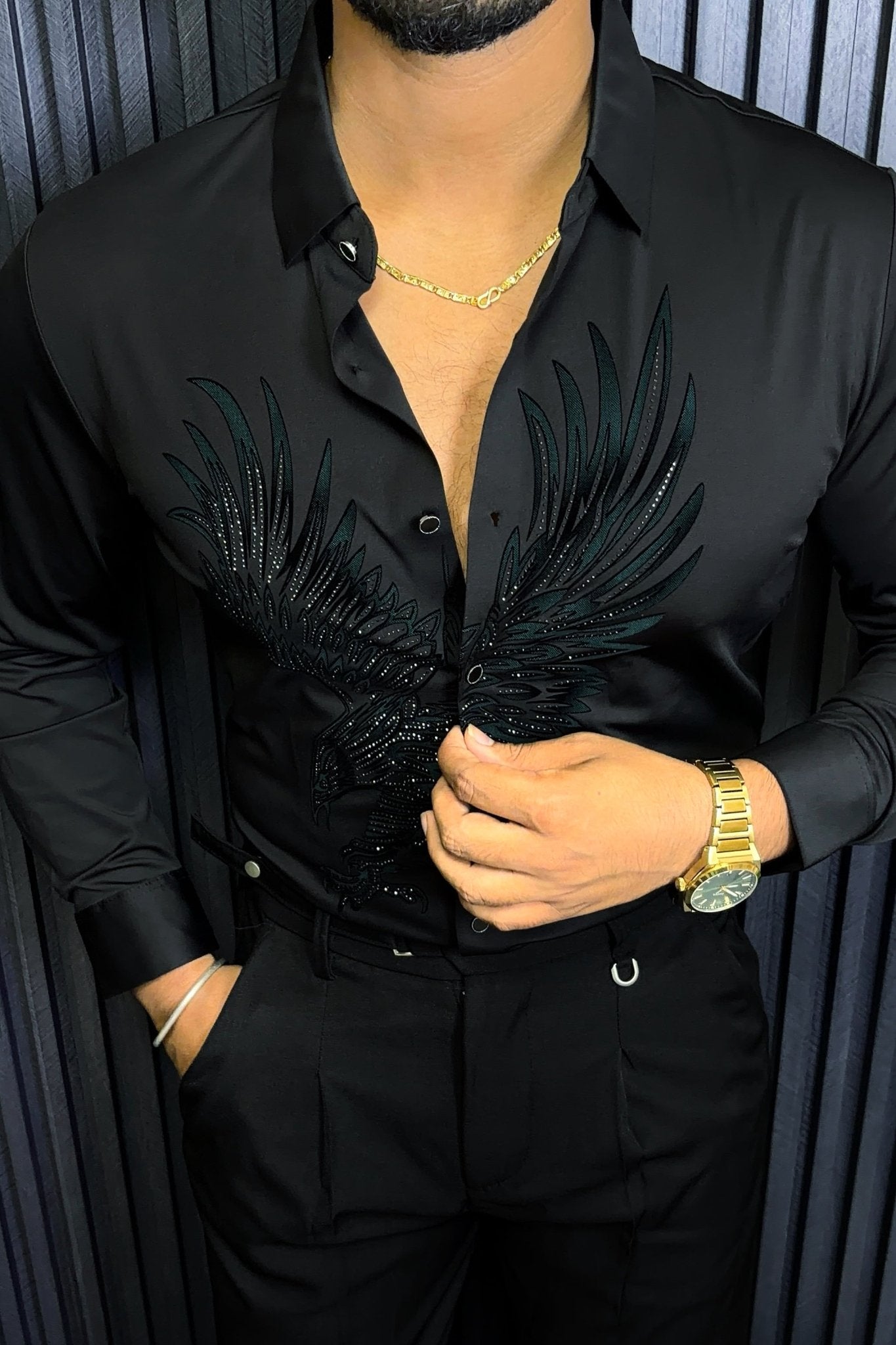 Falcon Legacy Jacquard Shirt - BLACK - Under Attack