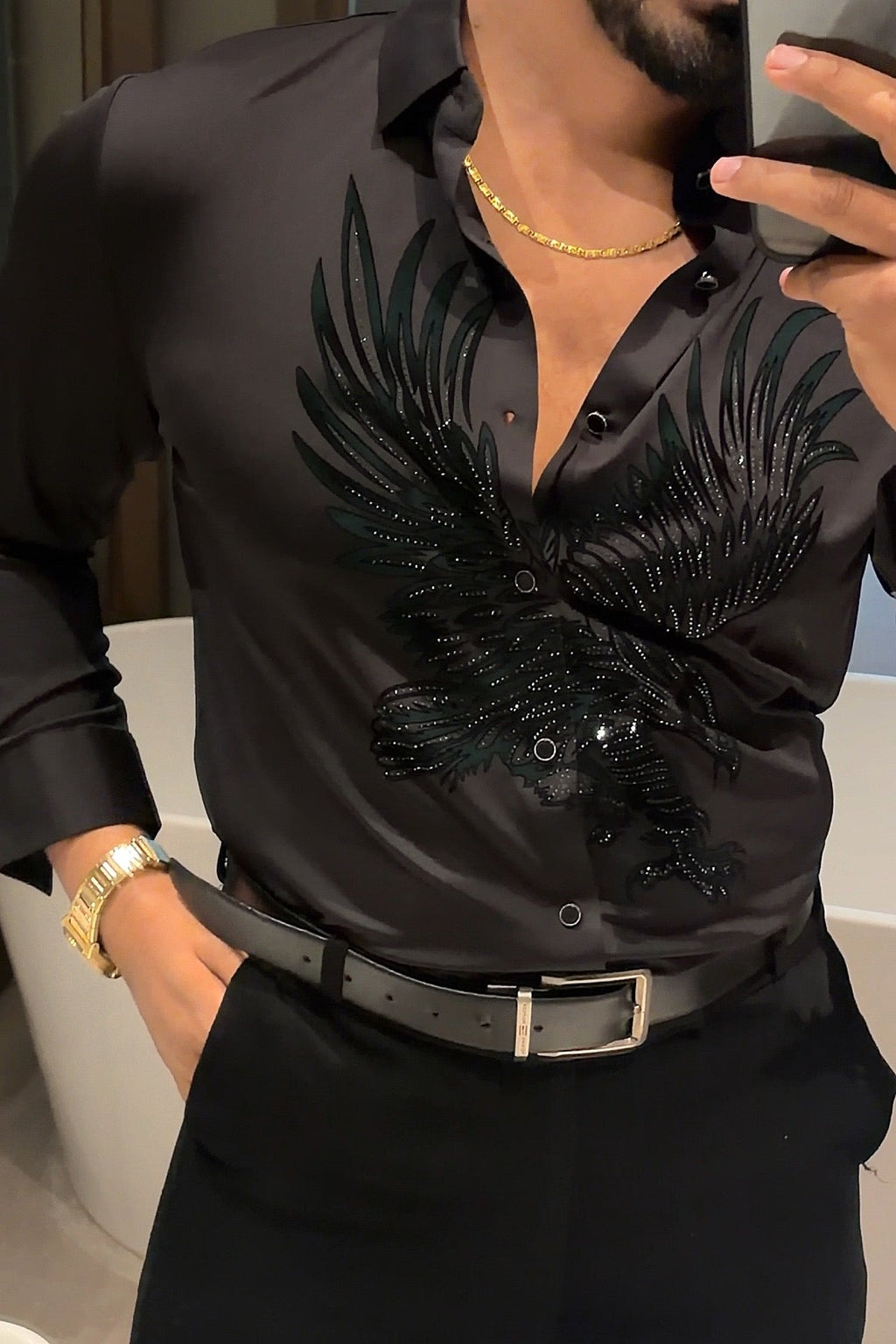 Falcon Legacy Jacquard Shirt - BLACK - Under Attack