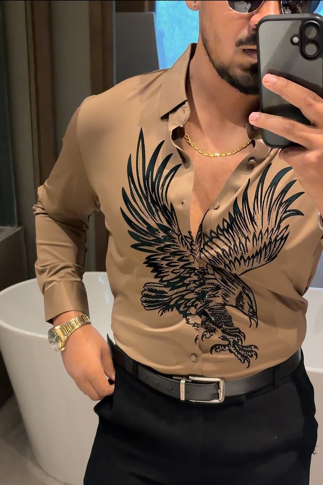 Falcon Legacy Jacquard Shirt - CAMEL - Under Attack