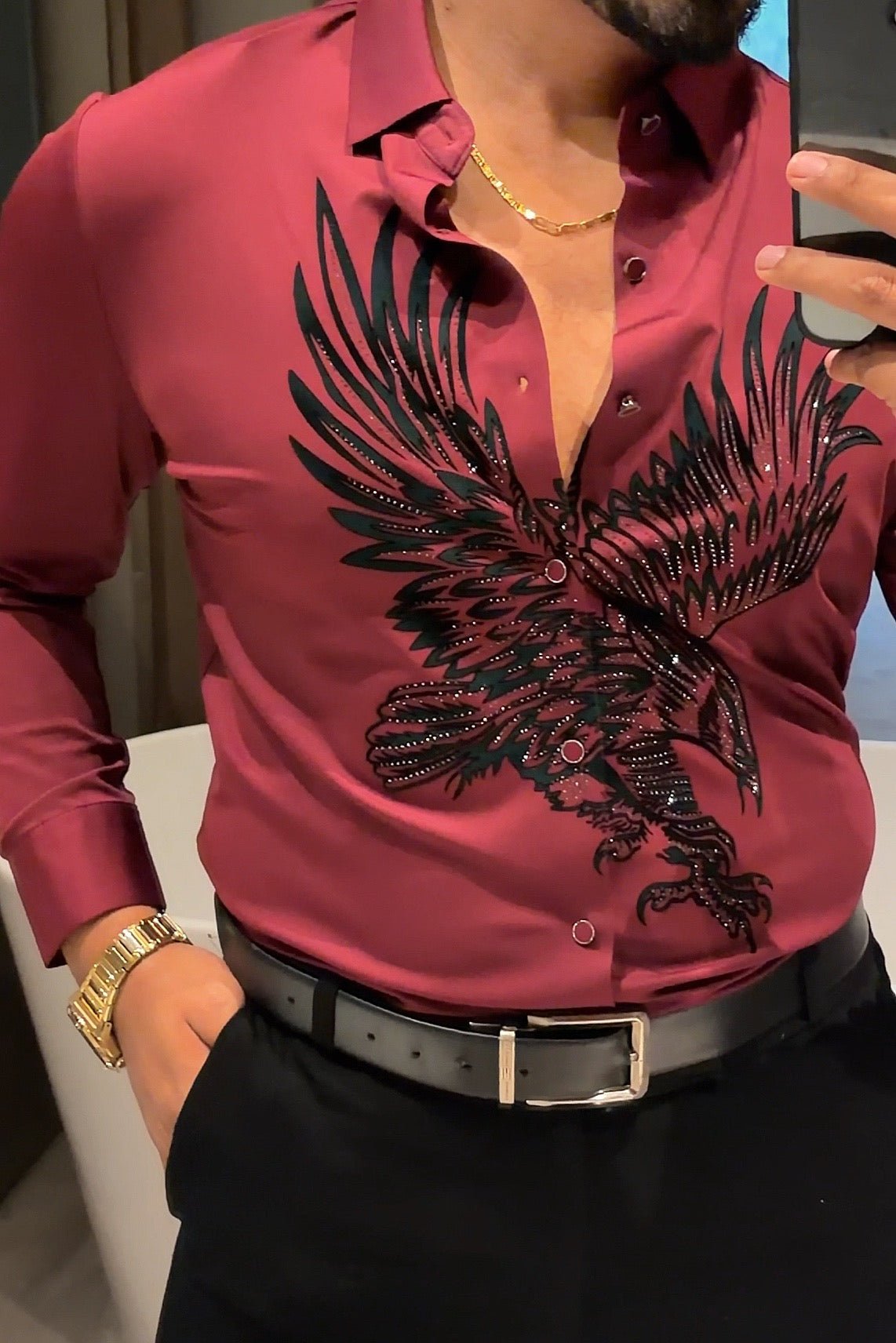 Falcon Legacy Jacquard Shirt - WINE - Under Attack