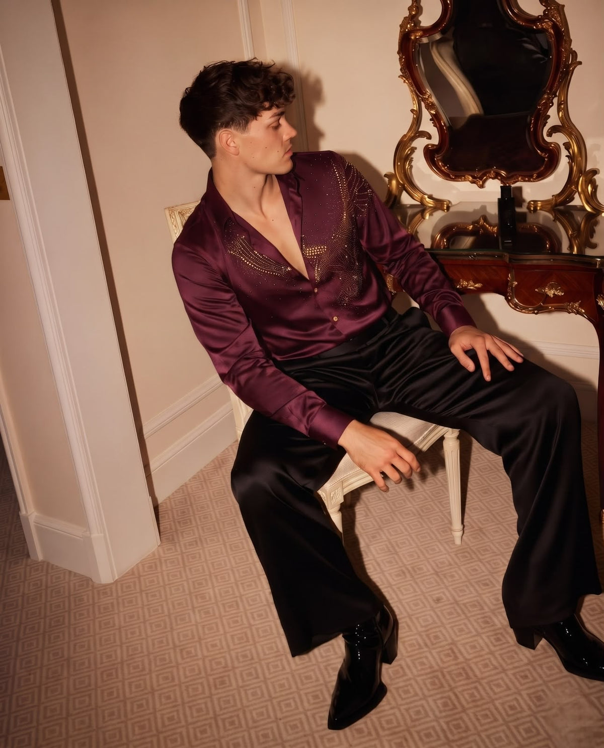 Falcon Royal Stitchless Jacquard Shirt - Wine - Under Attack