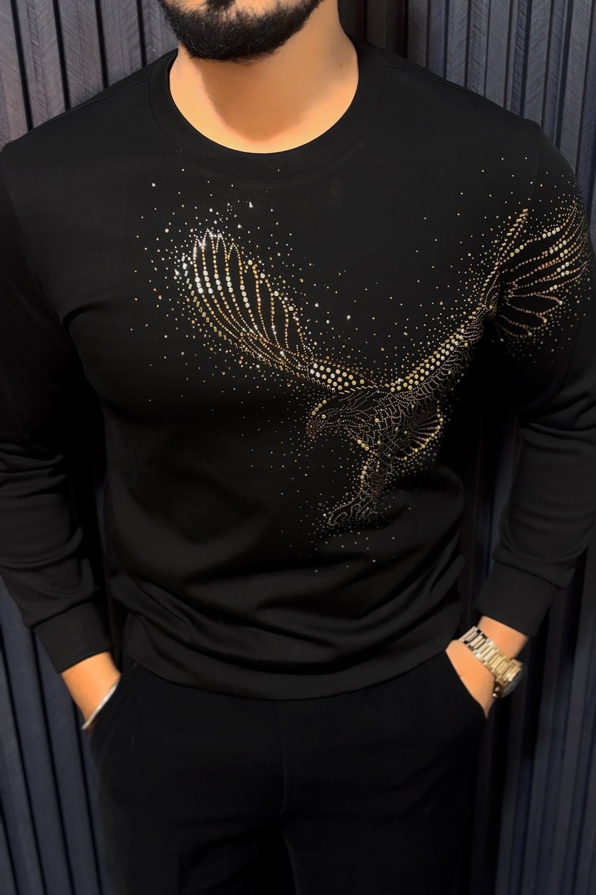 Falcon Swarovski Sweatshirt - Black - Under Attack