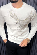 Falcon Swarovski Sweatshirt - White - Under Attack