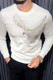 Falcon Swarovski Sweatshirt - White - Under Attack