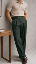 Forest Green Pleated Tailored Trousers - Under Attack