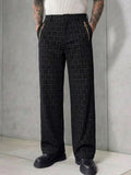 Geometric Jacquard Wide Leg Trouser - Black - Under Attack