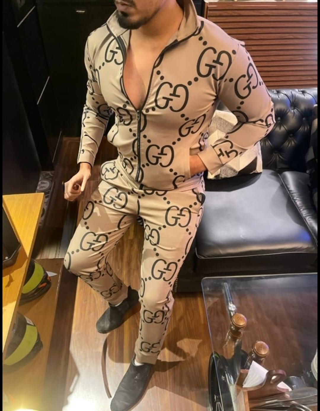 Gg capital print tracksuit - fawn - Under Attack