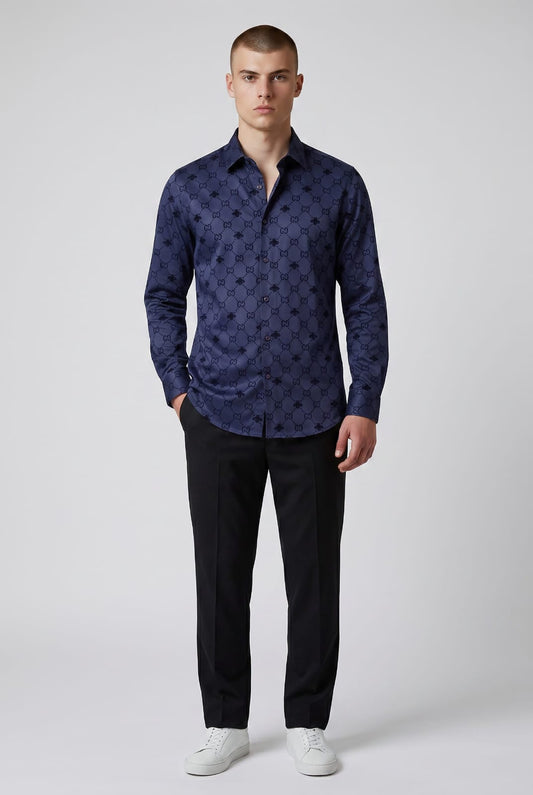 GG EMBOSSED LYCRA SHIRT - NAVY - Under Attack