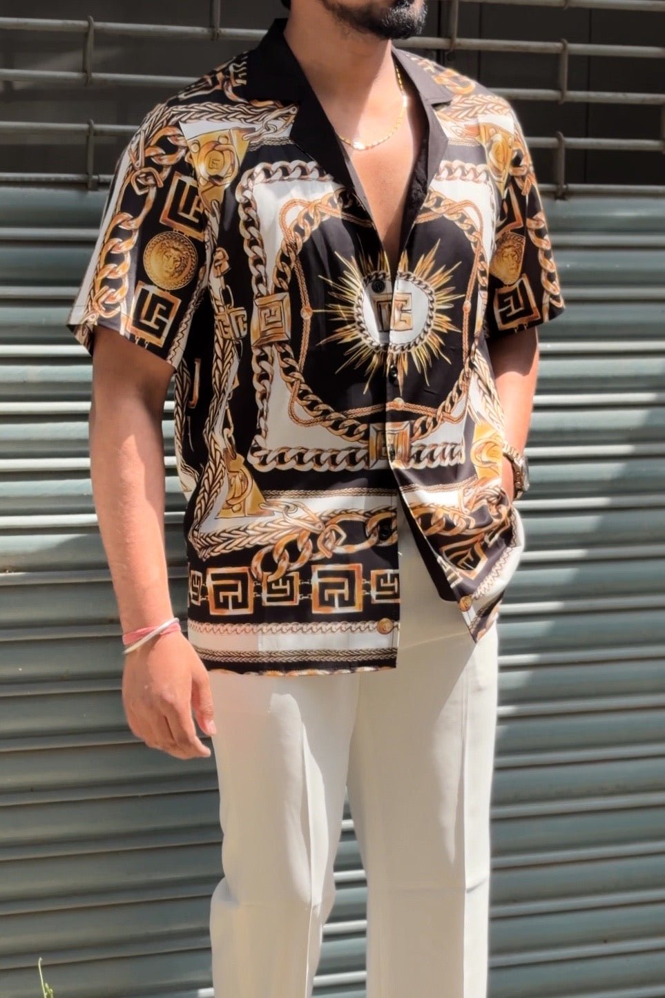 Gold Dynasty Patterned Resort Shirt - Under Attack