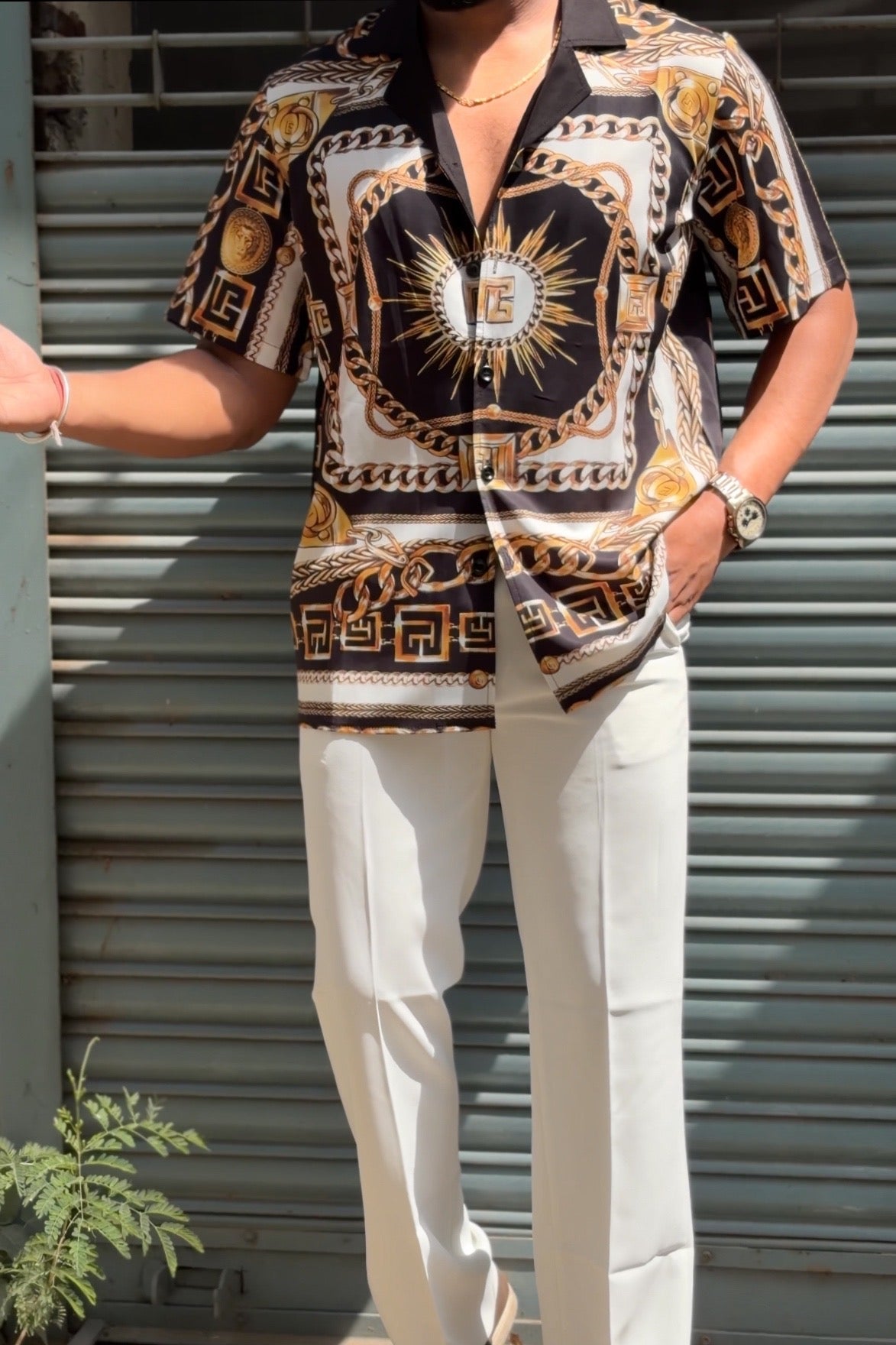 Gold Dynasty Patterned Resort Shirt - Under Attack