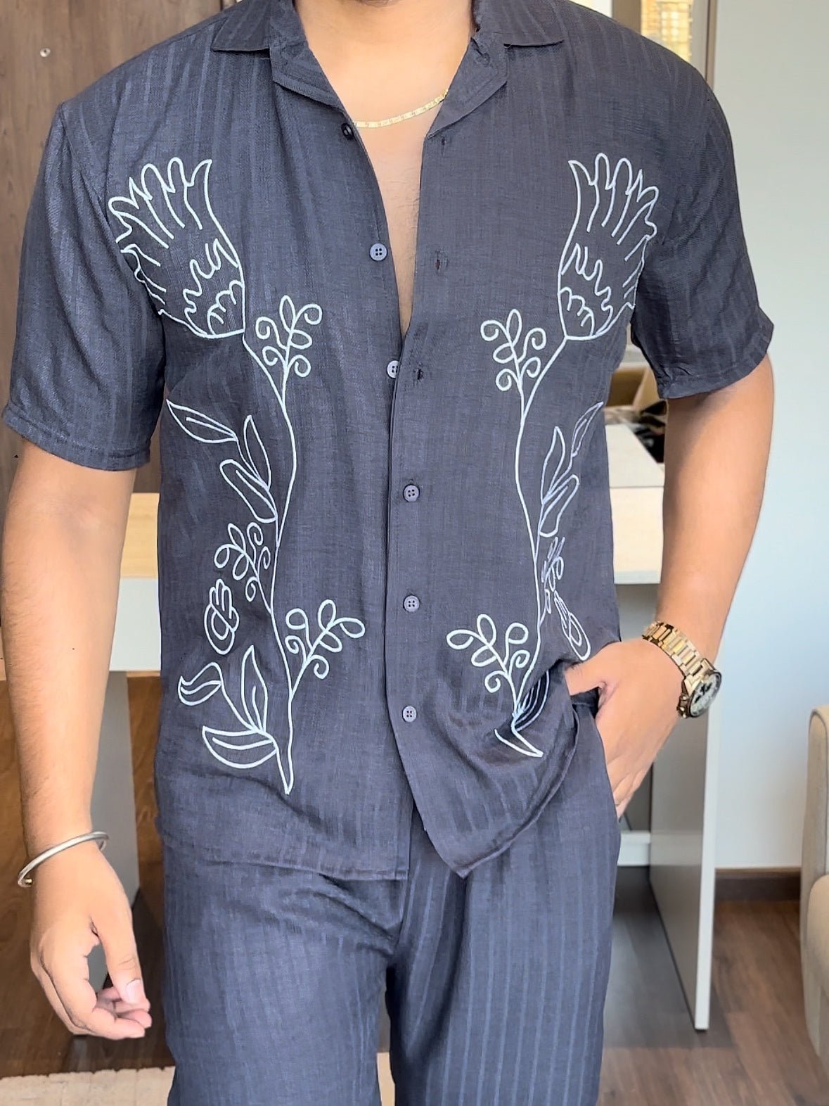 Greece Linen Textured Coord set - CHARCOAL - Under Attack