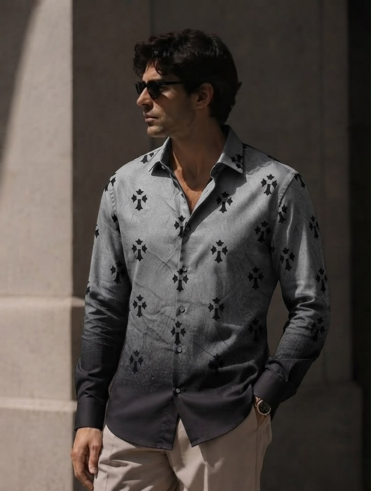 Grey Gothic Shirt - Under Attack