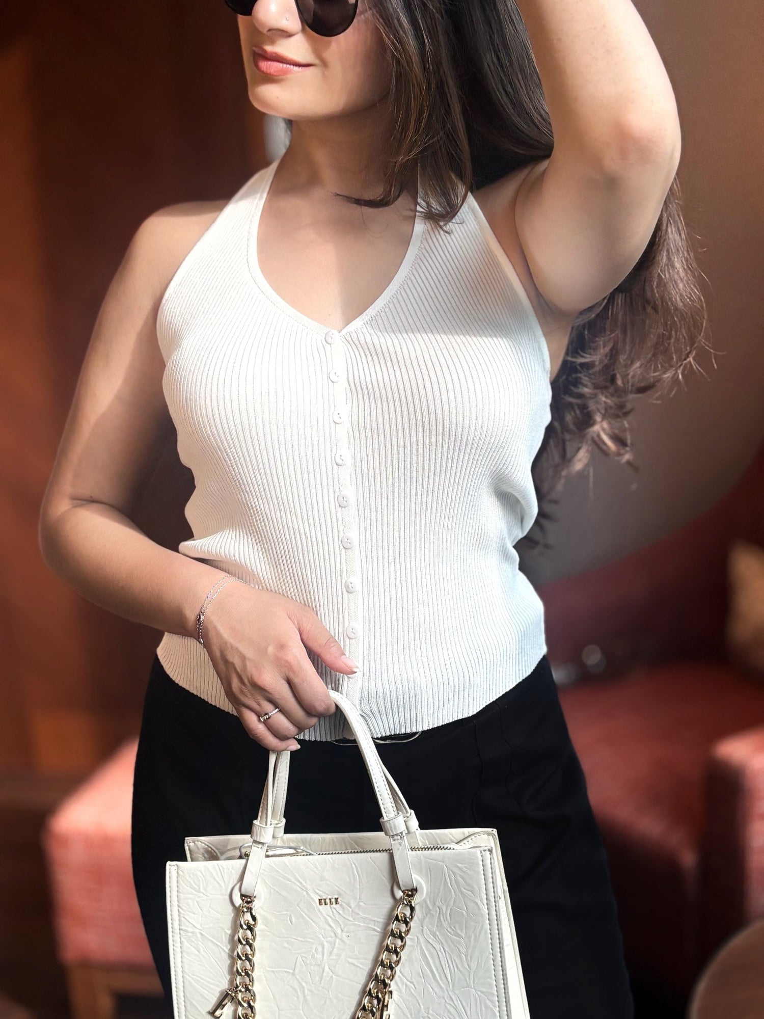 Halter Neck Stretchable Top - WHITE - Under Attack