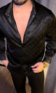 Hangover Luxe Embossed Ice Silk Lycra Shirt - Black - Under Attack