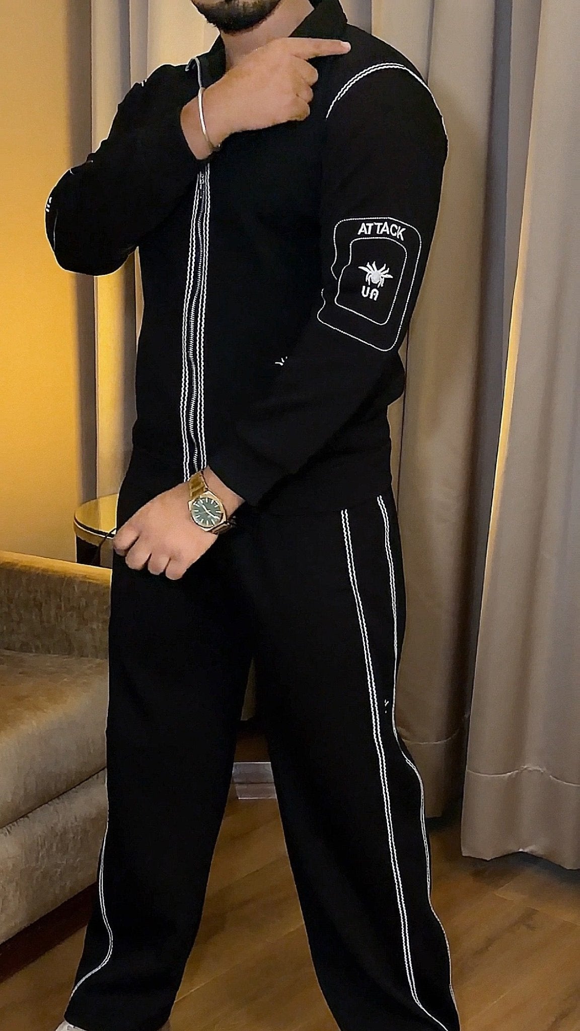 Havoc Embroidery Premium Tracksuit - Black - Under Attack