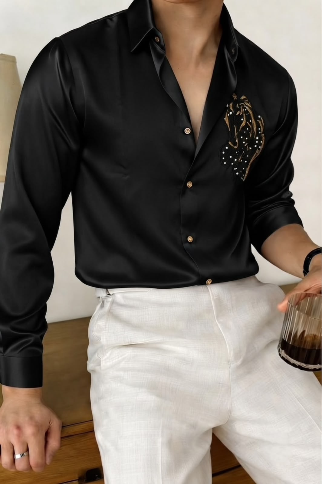 Horse Luxe Beaded Satin Shirt - Under Attack