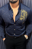 Horse Rider Jacquard Shirt - NAVY - Under Attack