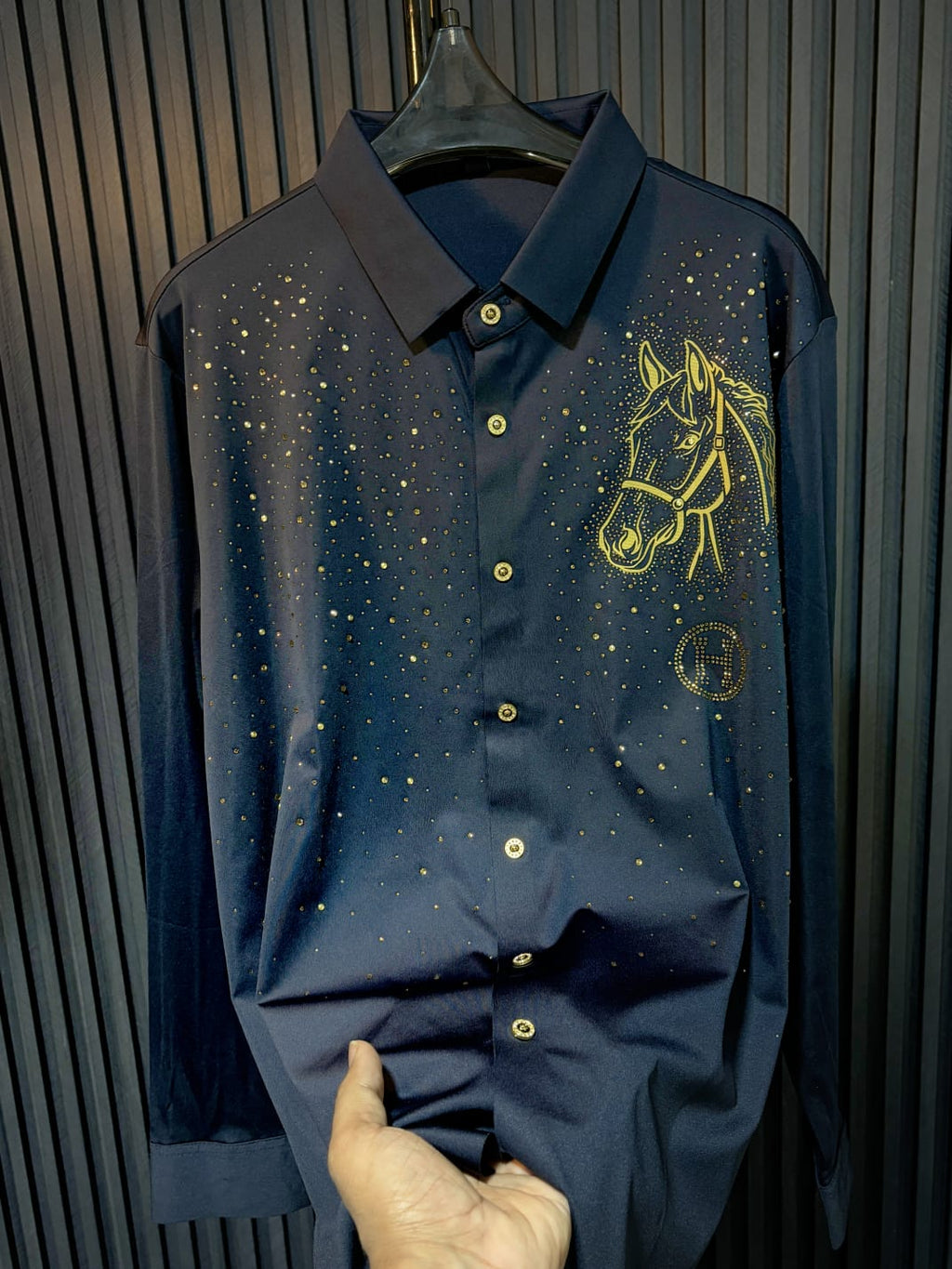 Horse Rider Jacquard Shirt - NAVY - Under Attack