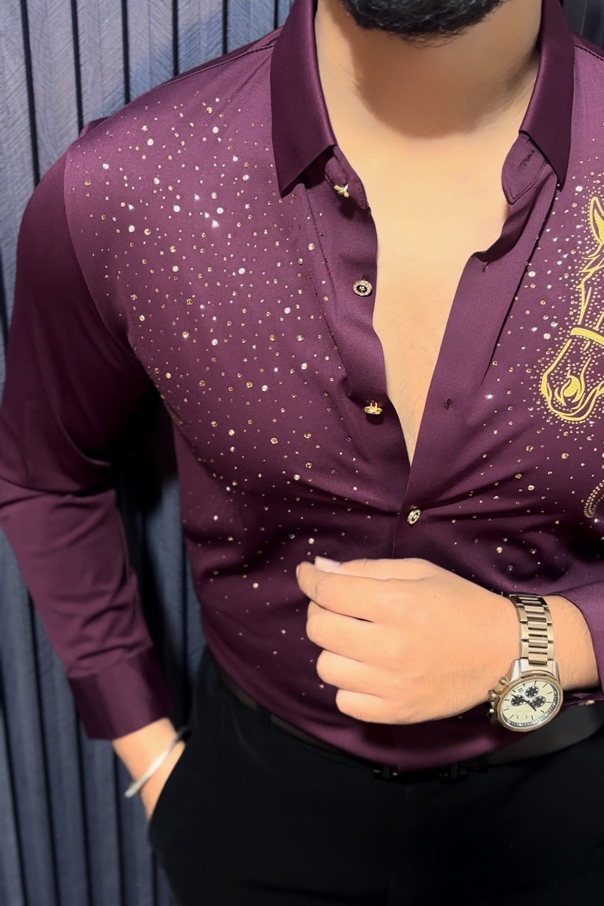 Horse Rider Jacquard Shirt - WINE - Under Attack