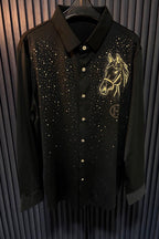 Horse Rider Royal Jacquard Shirt - BLACK - Under Attack