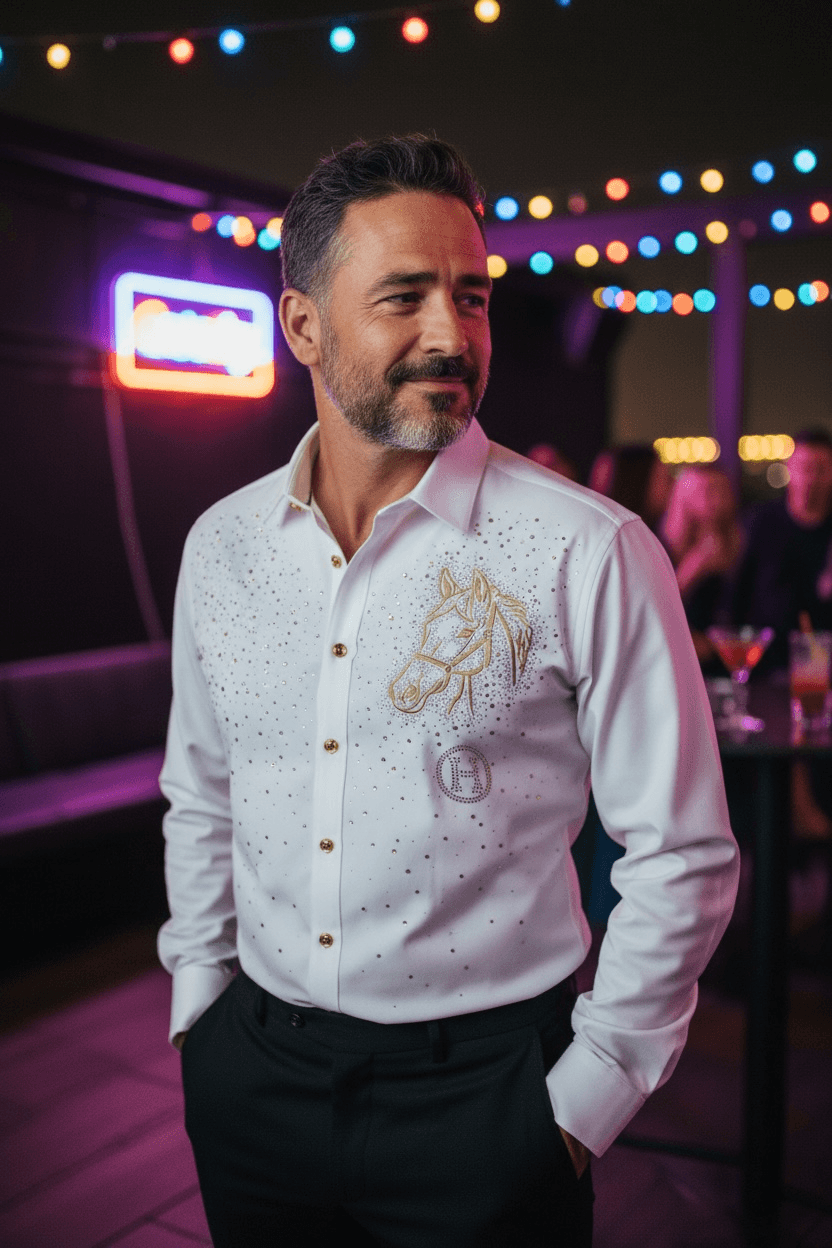 Horse Rider Royal Jacquard Shirt - WHITE - Under Attack