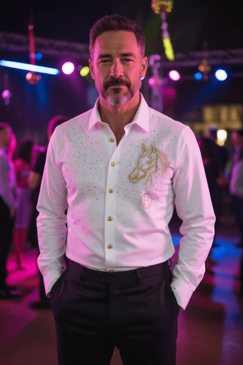 Horse Rider Royal Jacquard Shirt - WHITE - Under Attack