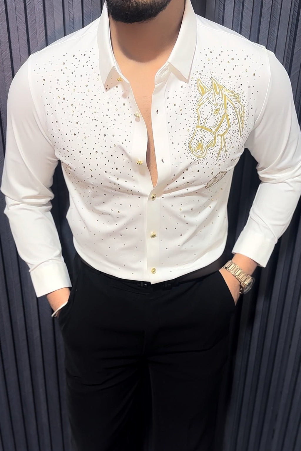 Horse Rider Royal Jacquard Shirt - WHITE - Under Attack
