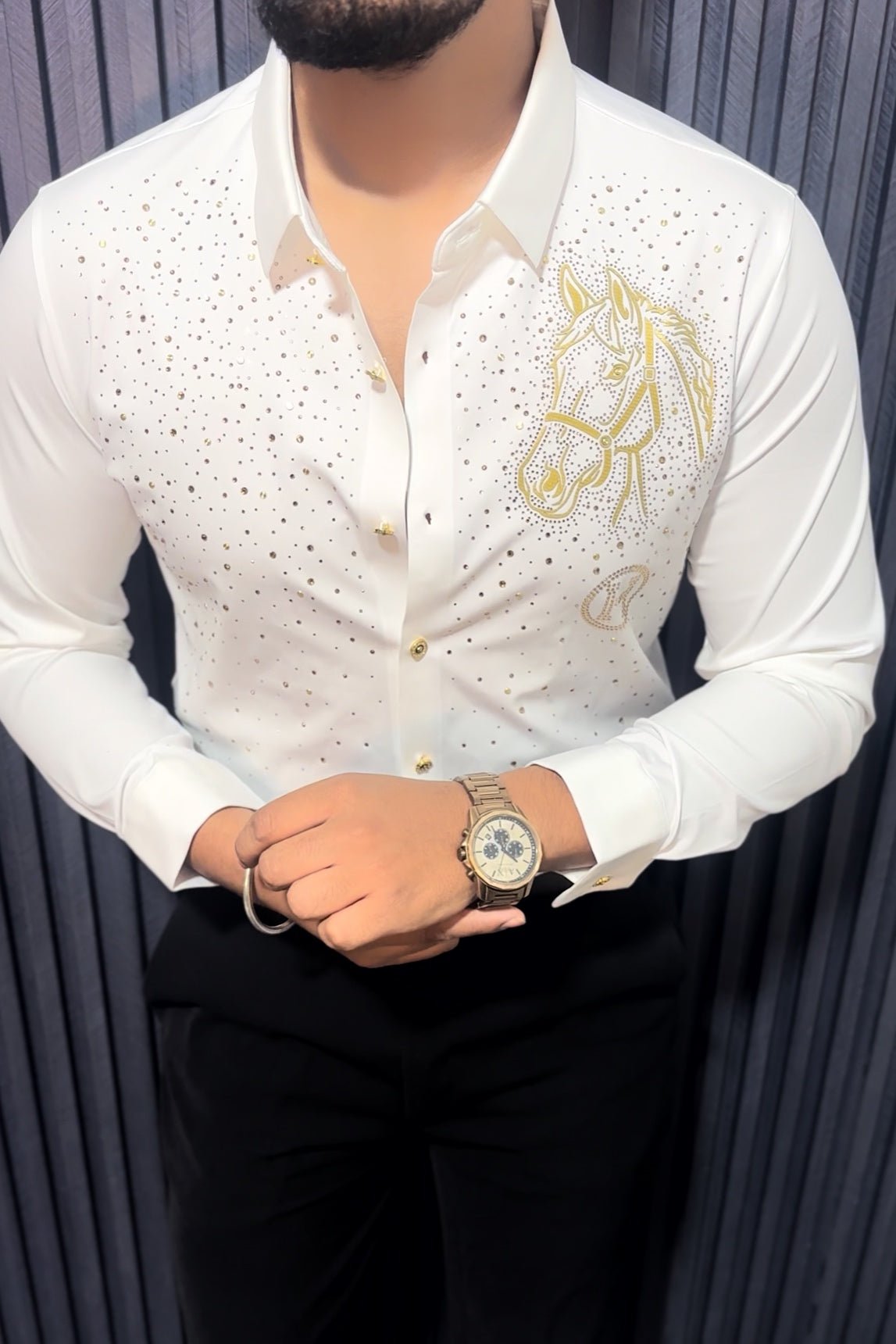 Horse Rider Royal Jacquard Shirt - WHITE - Under Attack