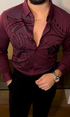 Ibiza Jacquard Shirt - Wine - Under Attack