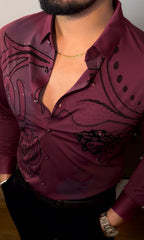 Ibiza Jacquard Shirt - Wine - Under Attack