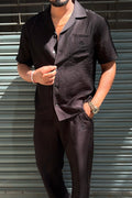 Ibiza Linen Textured Coord set - BLACK - Under Attack