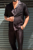 Ibiza Linen Textured Coord set - BLACK - Under Attack