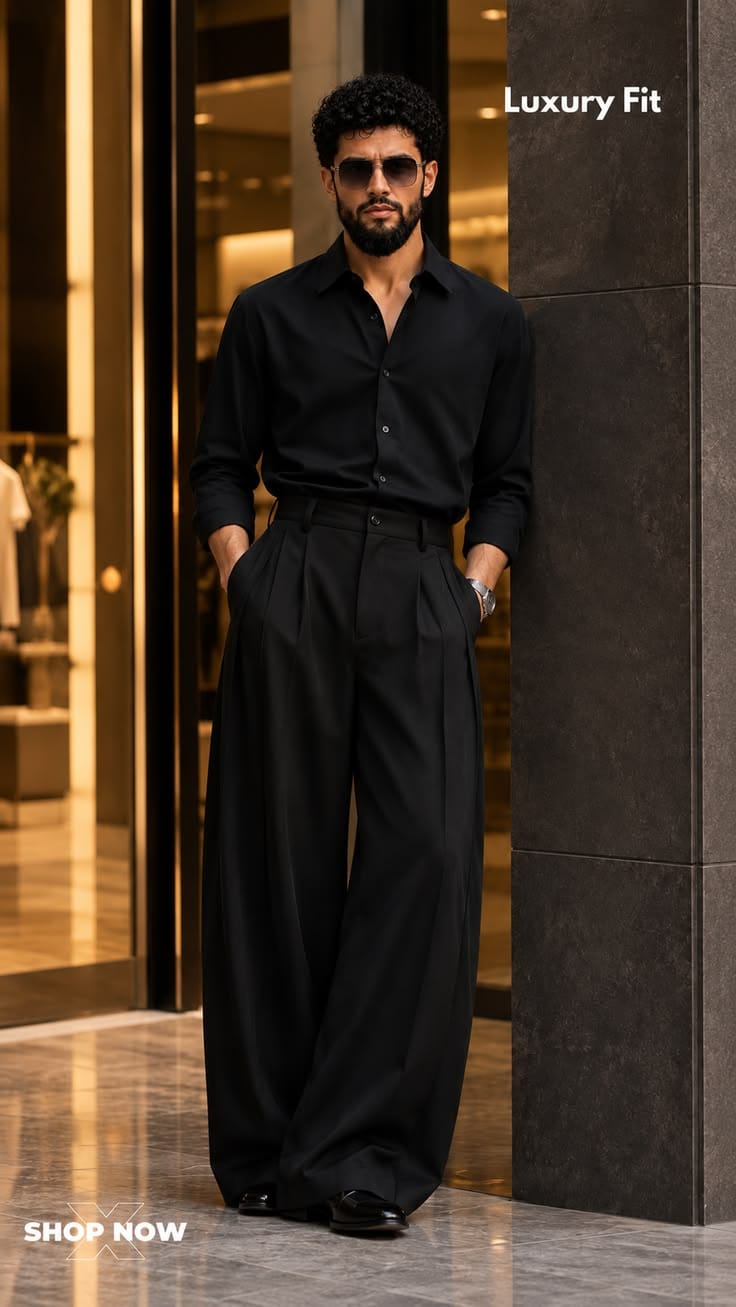 Imperial Wide Pleated Trouser - Black - Under Attack