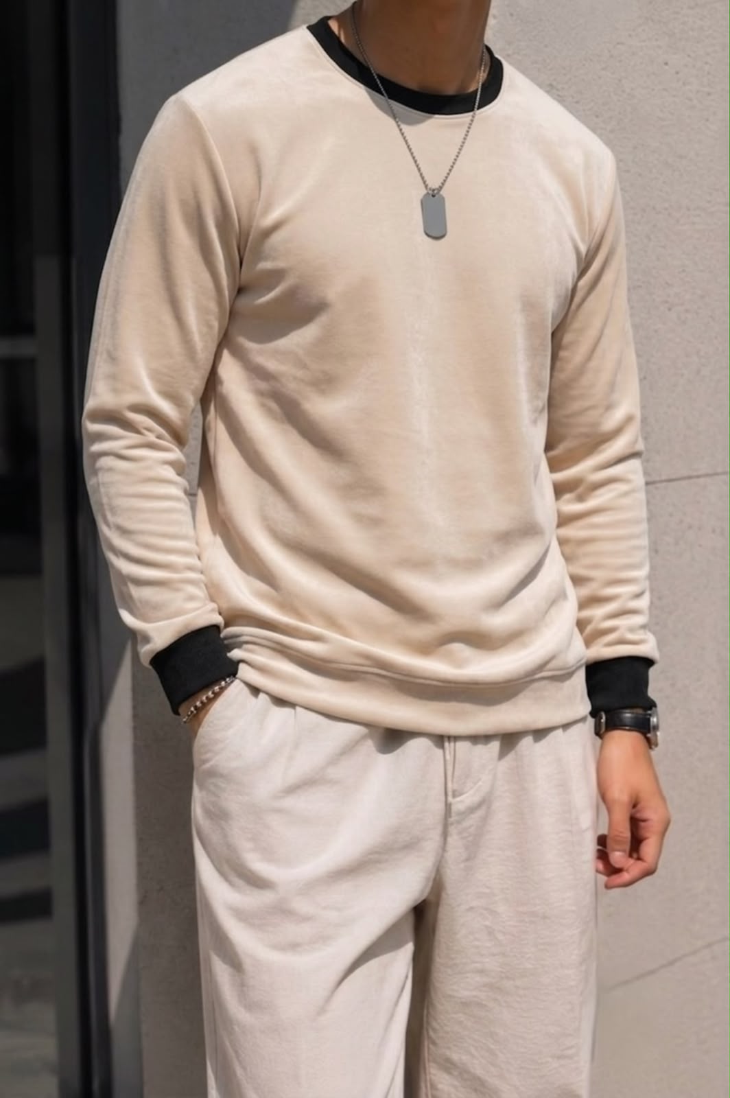 Ivory Velvet Sweatshirt - Under Attack